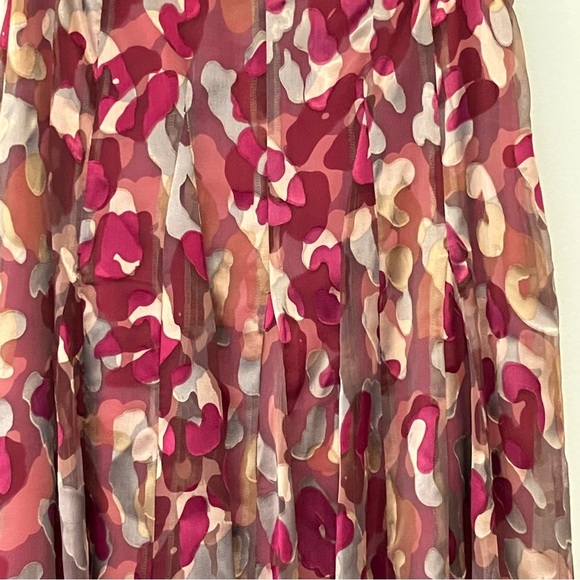 Jones New York Floral Pleated Midi Skirt 6P Pink Floral Layered Burnout Fairy - Picture 6 of 8